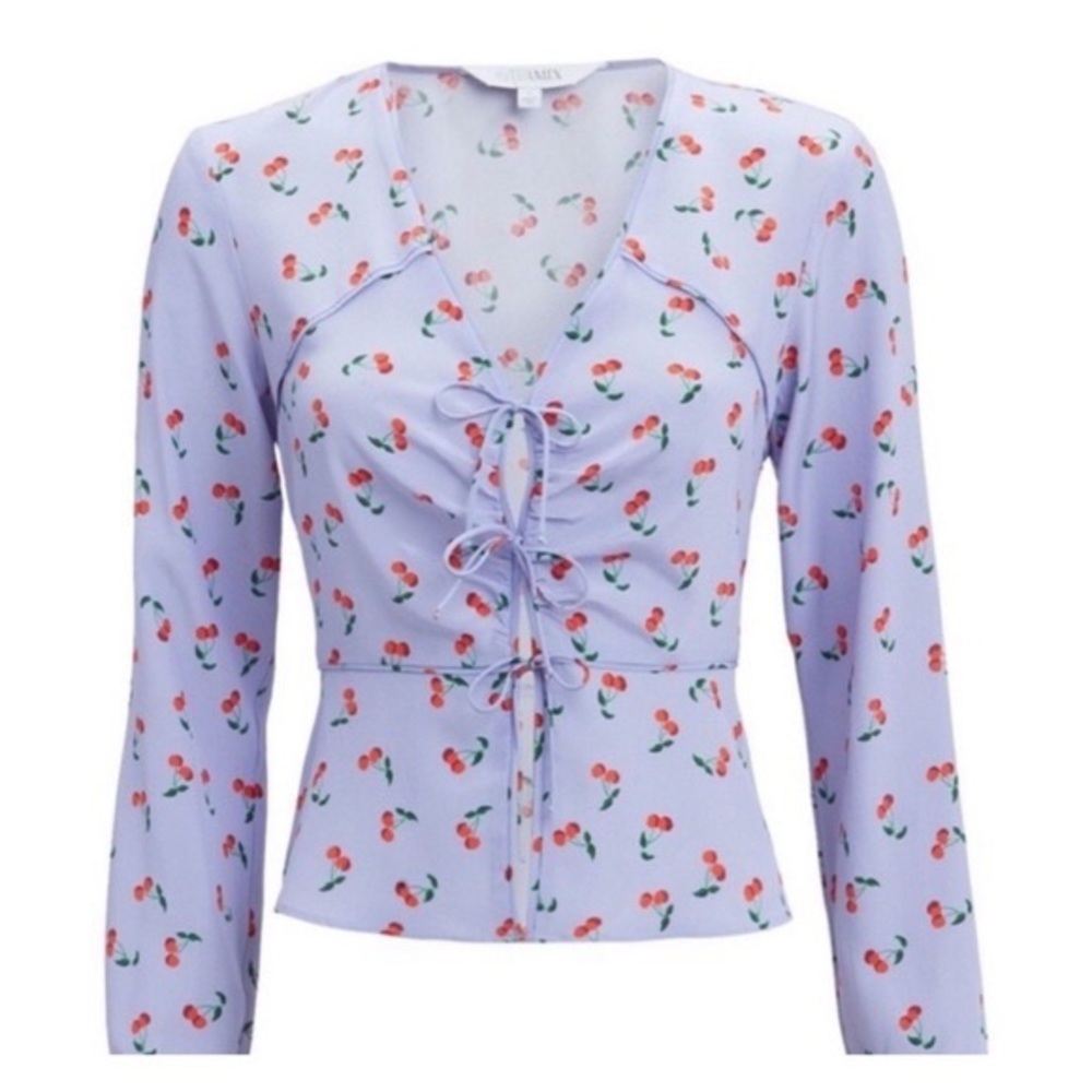 INTERMIX 🍒 Kristen 100% Silk Printed Tie Blouse